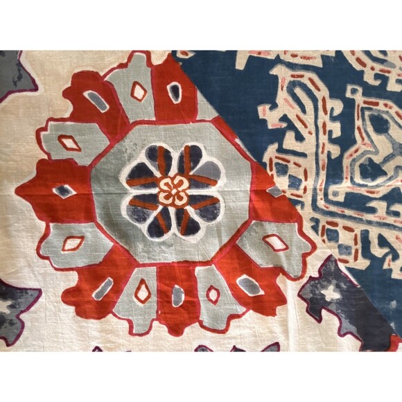 Anthropologie Risa Cotton Shower Curtain Boho Fall Multi-Color Neutrals 72x72 - Picture 9 of 16